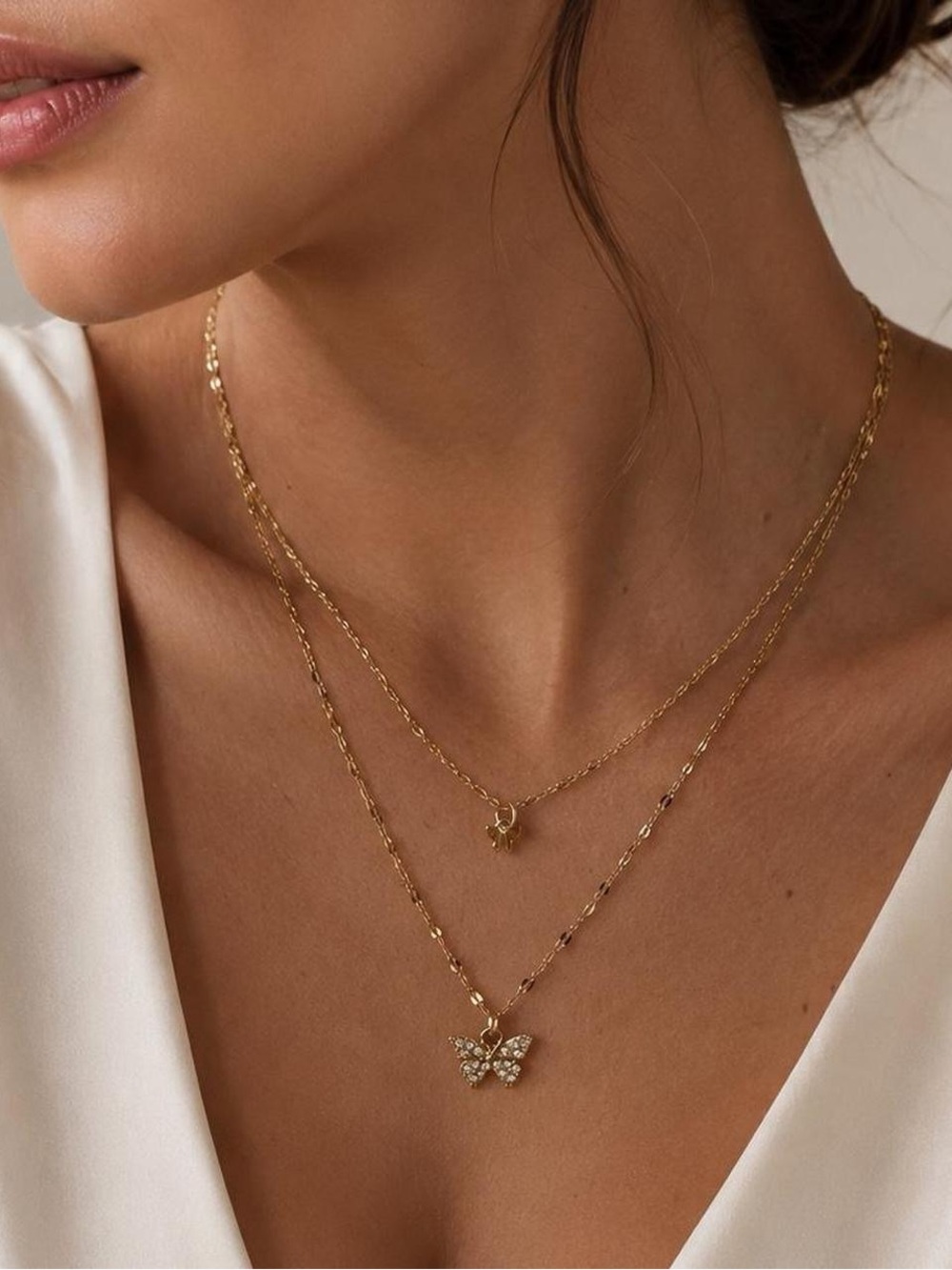 Delicate Crystal Butterfly Pendant Necklace